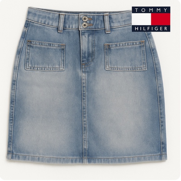 Vintage Y2K Tommy Hilfiger stone washed jean skirt. size small - Picture 1 of 8